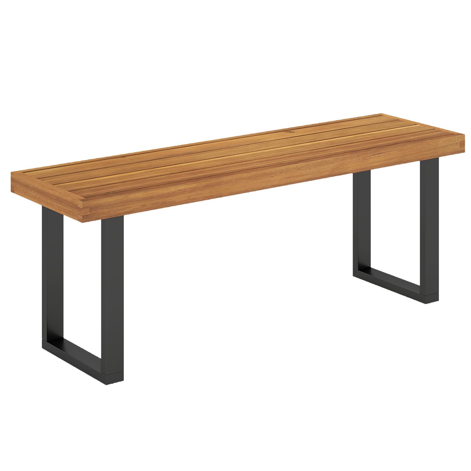 Tangkula 48" Long Patio Dining Bench with Metal Legs